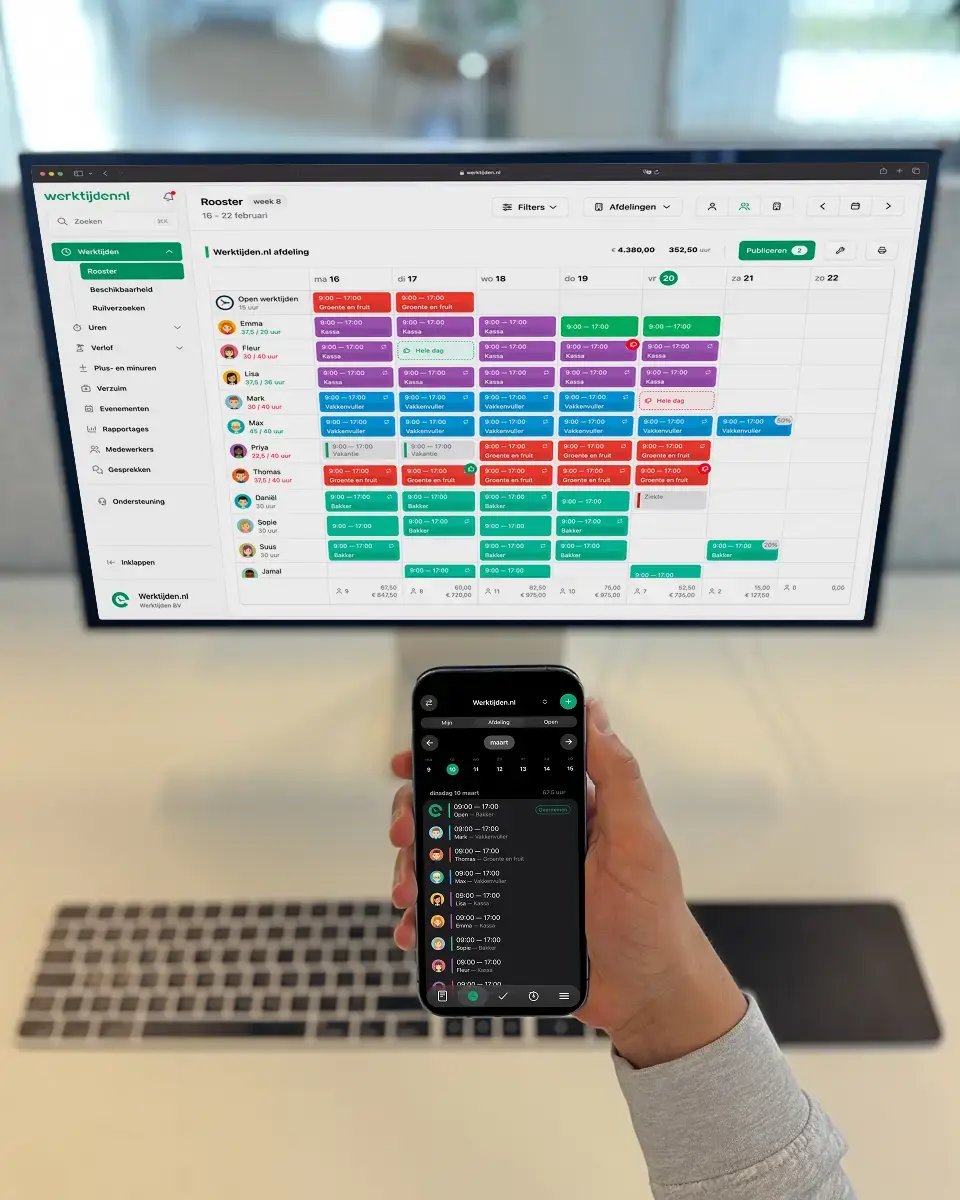 Werktijden.nl op desktop en mobiel