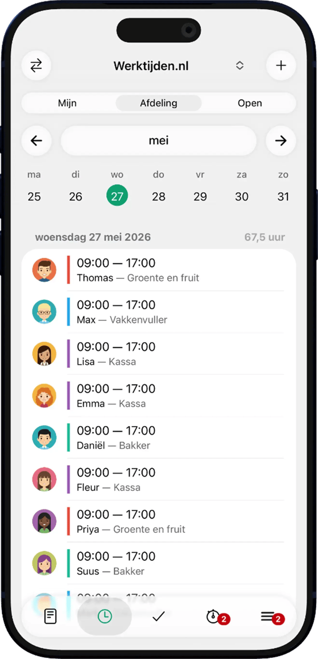 Mobiele app rooster