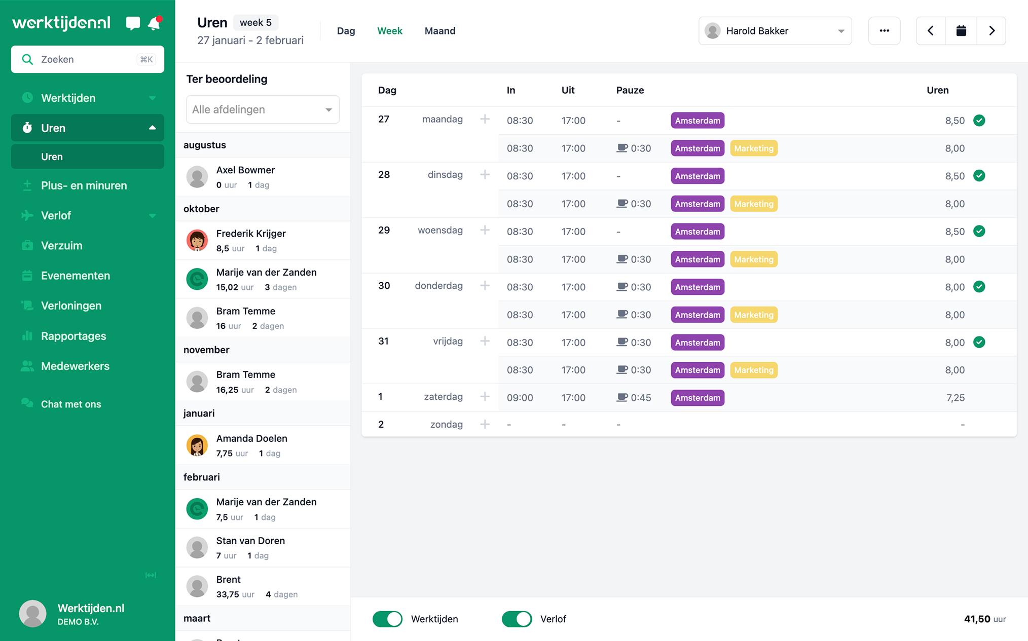 Urenregistratie 2025 juni