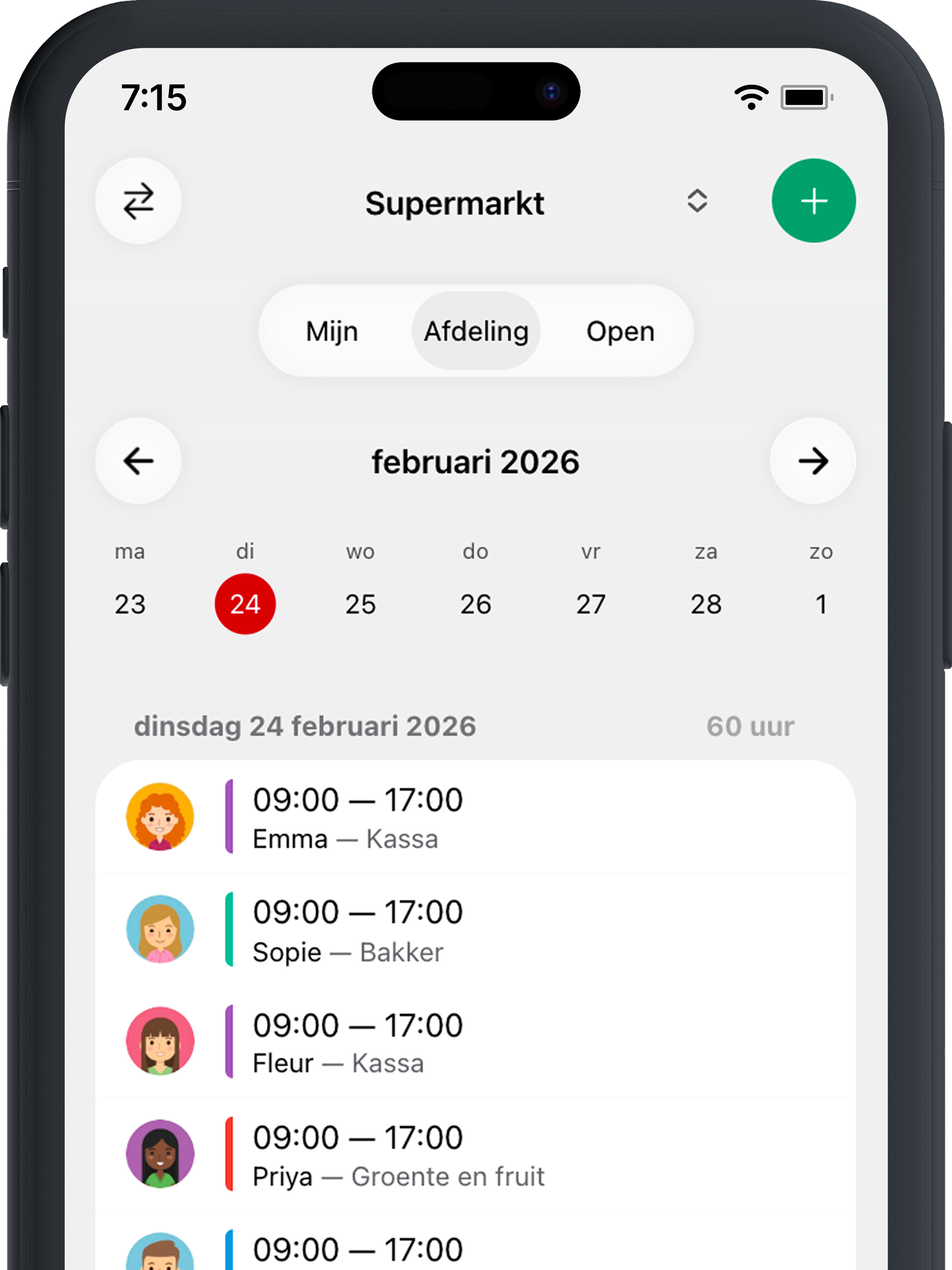 Mobiele app - Rooster