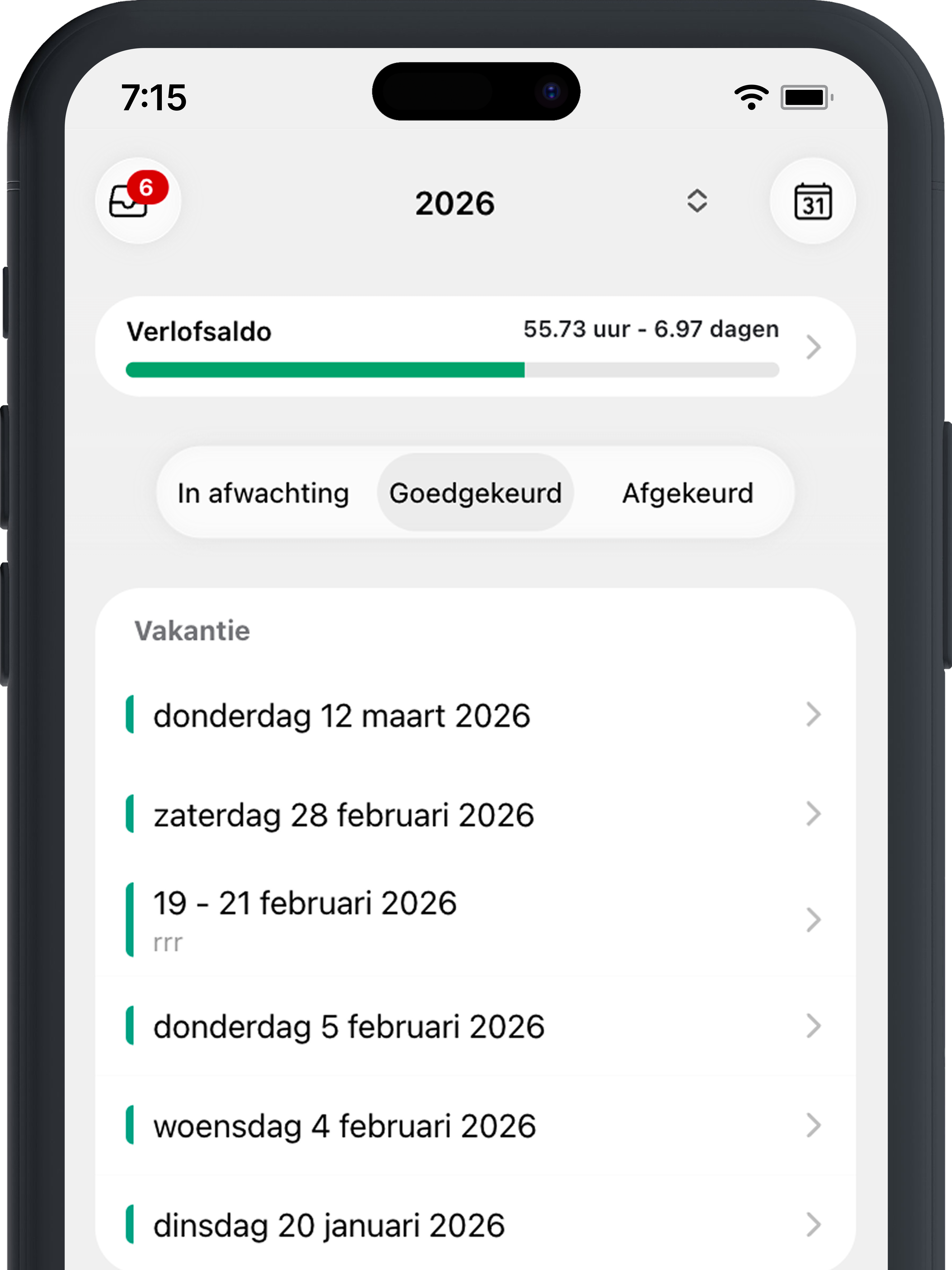 Mobiele app - Verlof