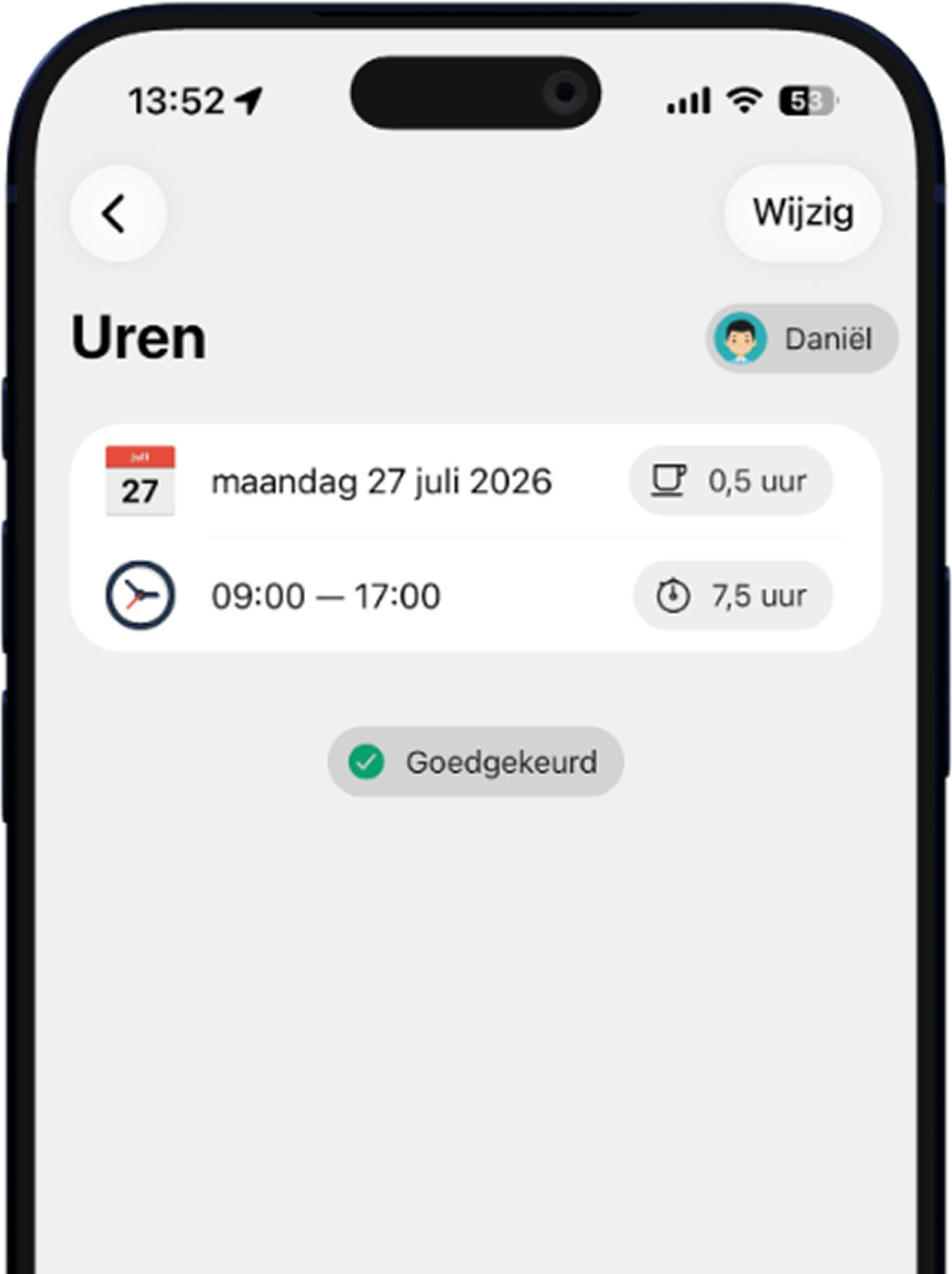 Mobiele app Uren goedkeuren
