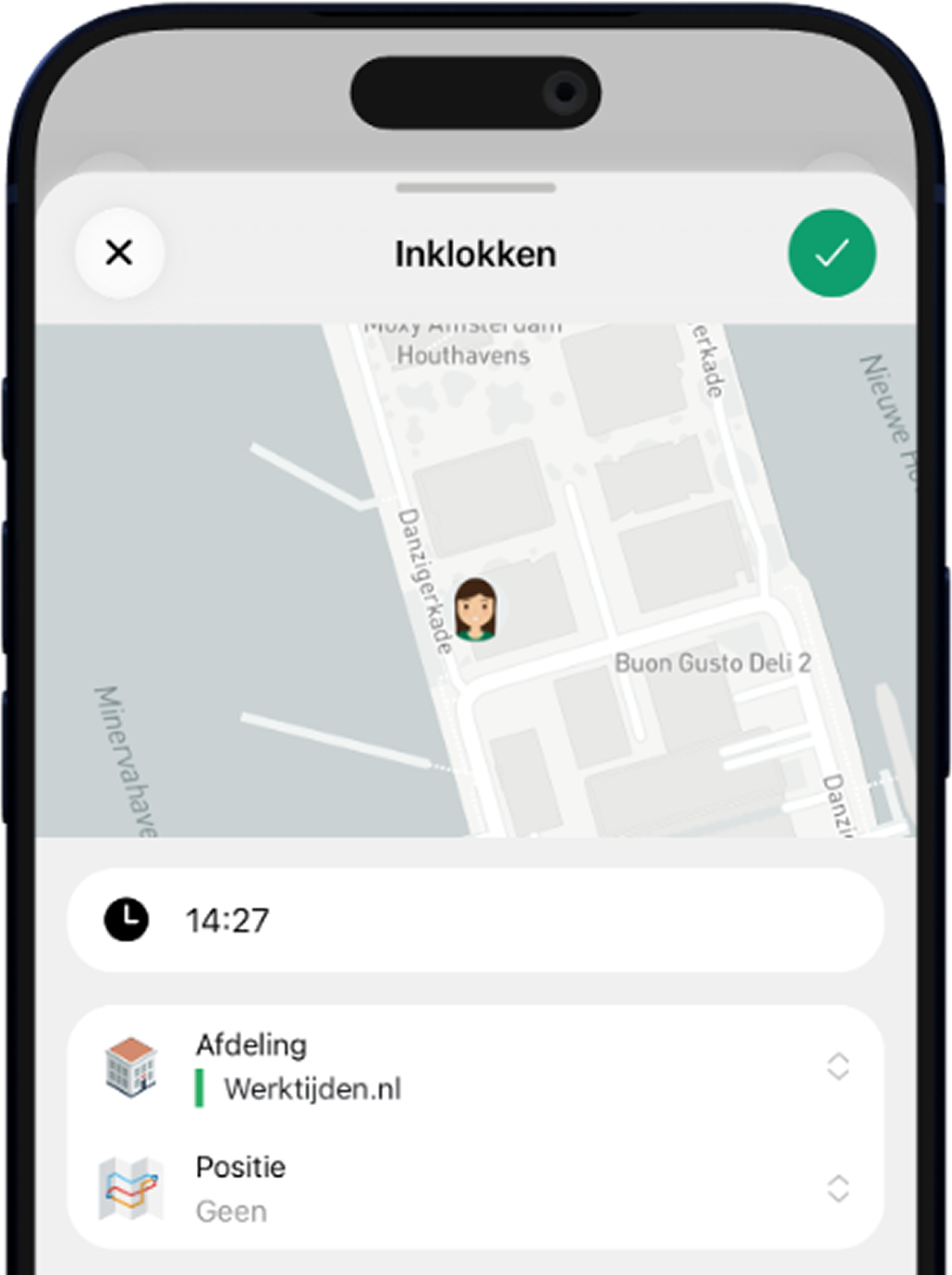 Mobiele app inklokken