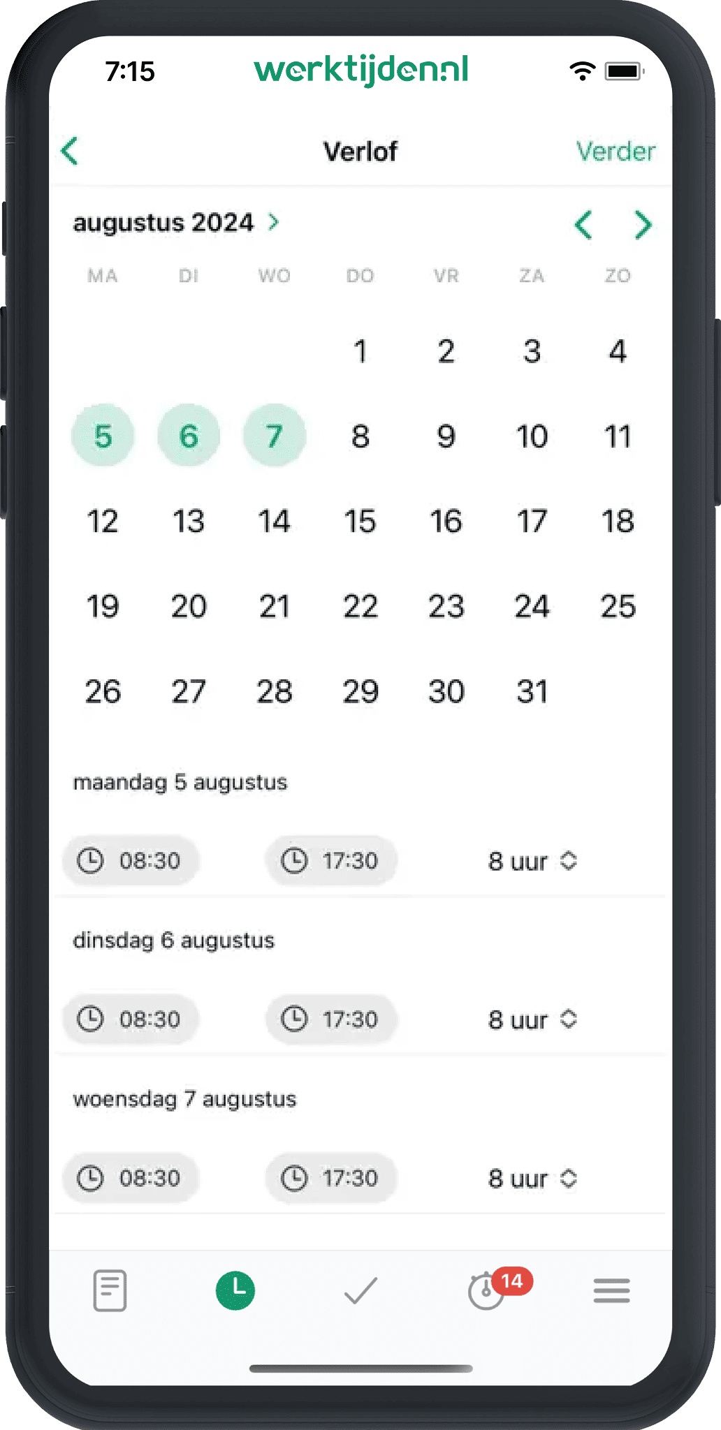Mobiele app Verlof aanvragen-1