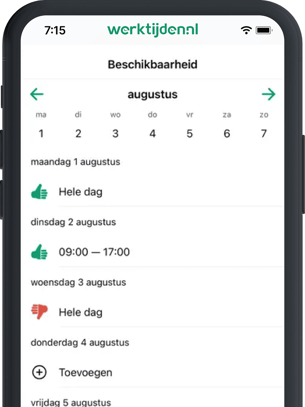 Mobiele app beschikbaarheid old
