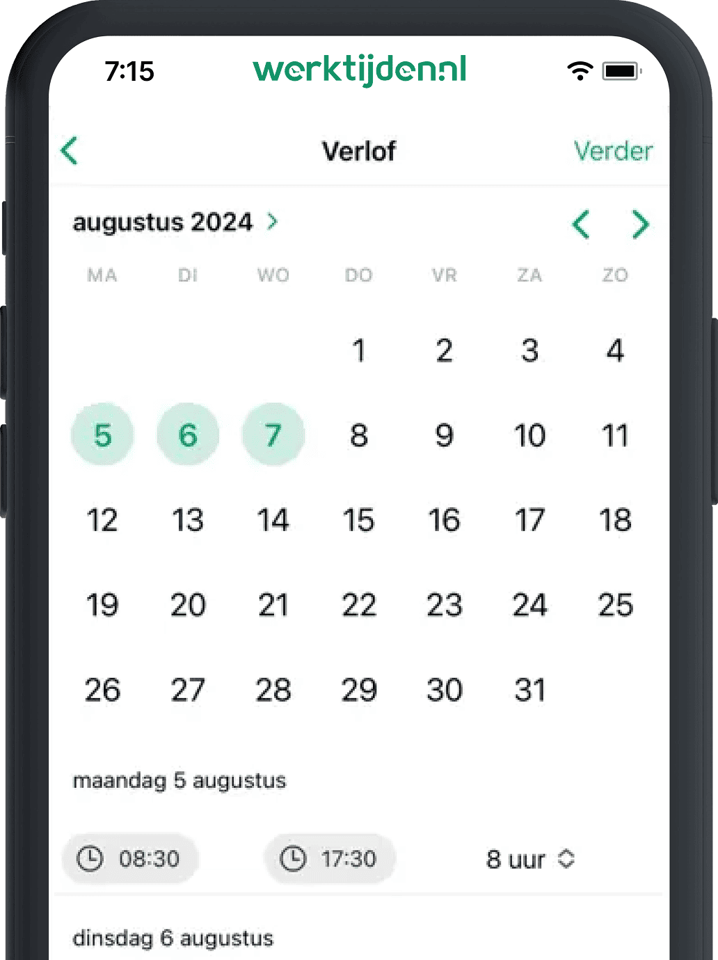 Mobiele app verlof aanvragen old