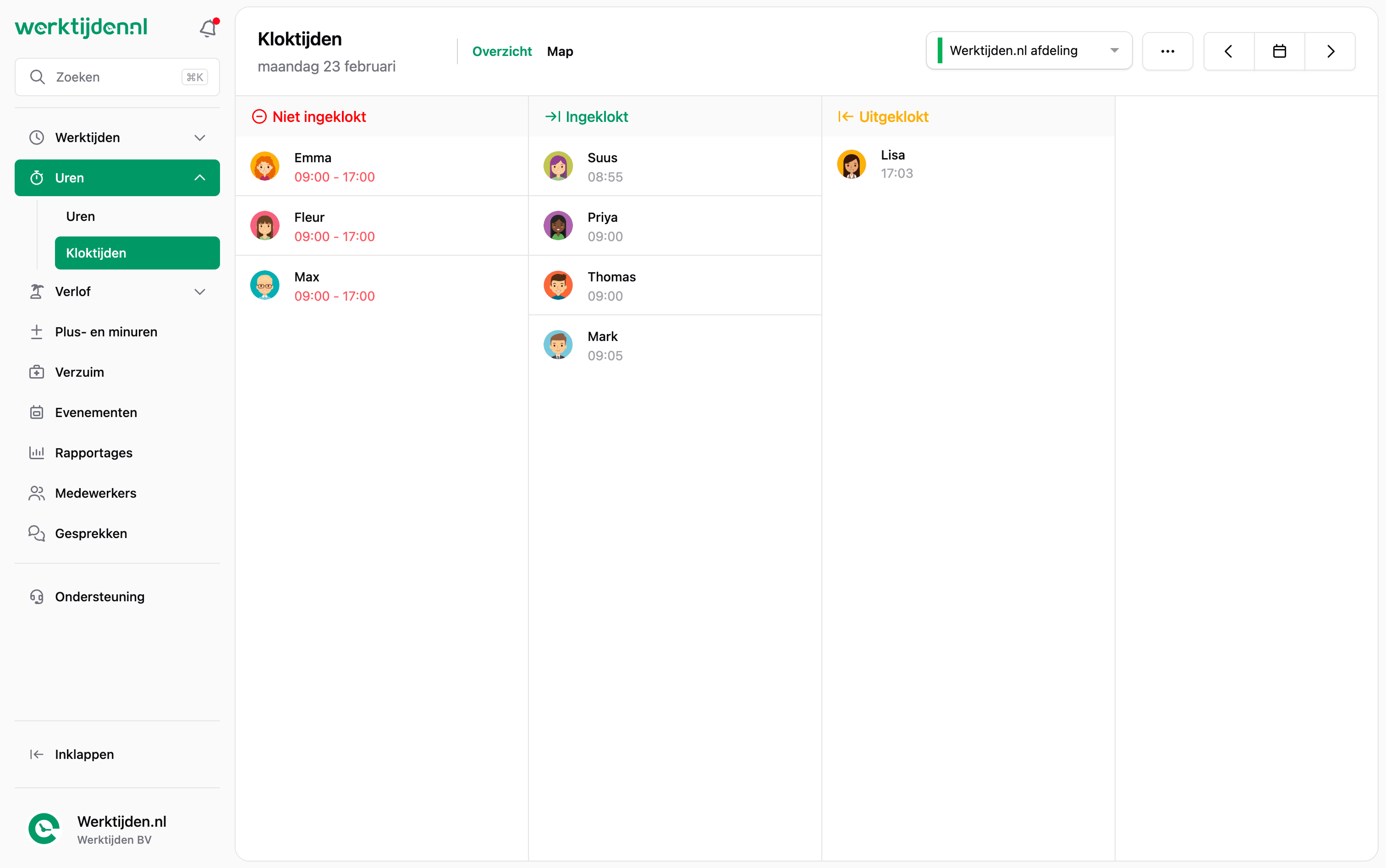 Webapp -  Uren kloktijden