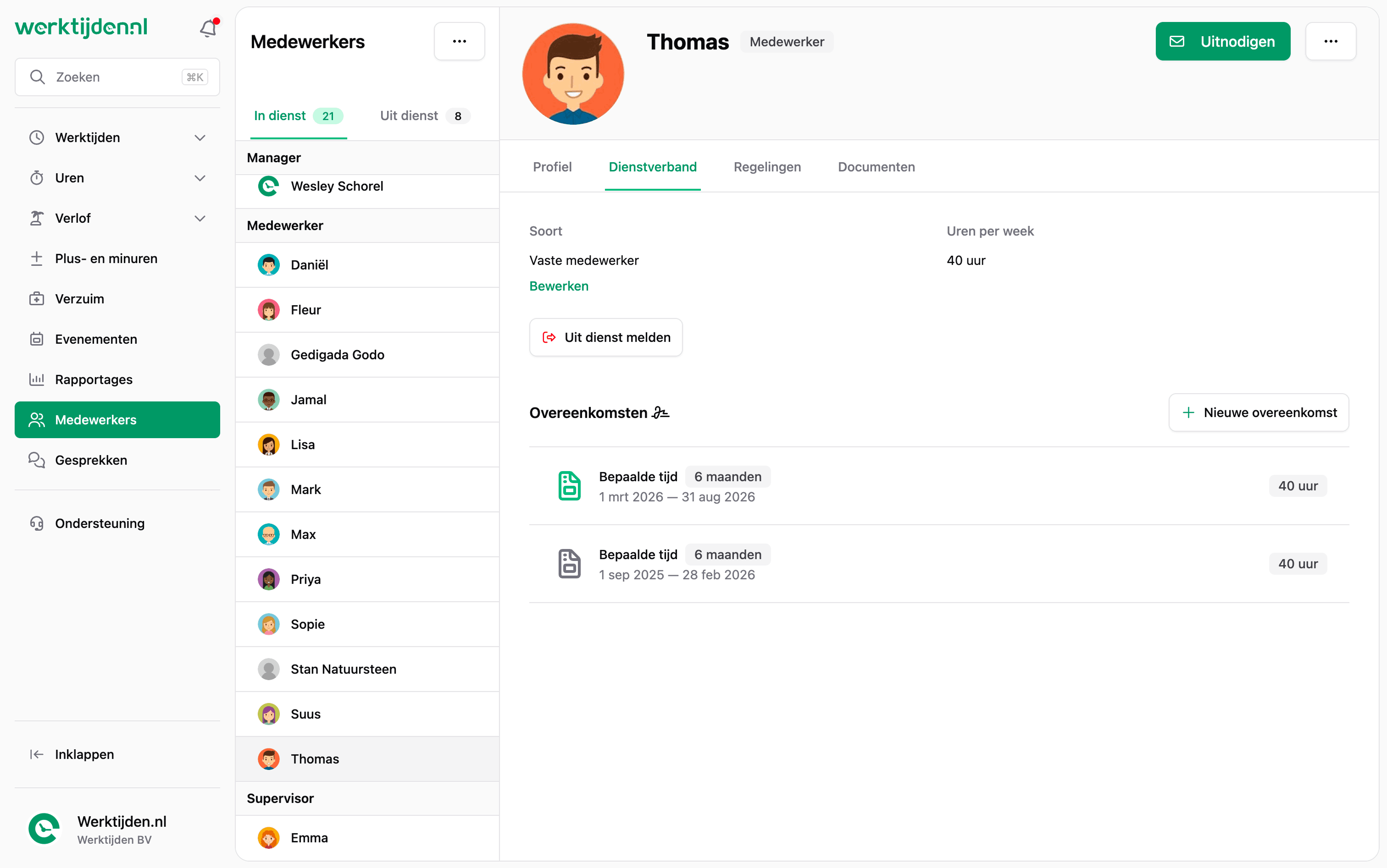 Webapp - Medewerkers detail Thomas