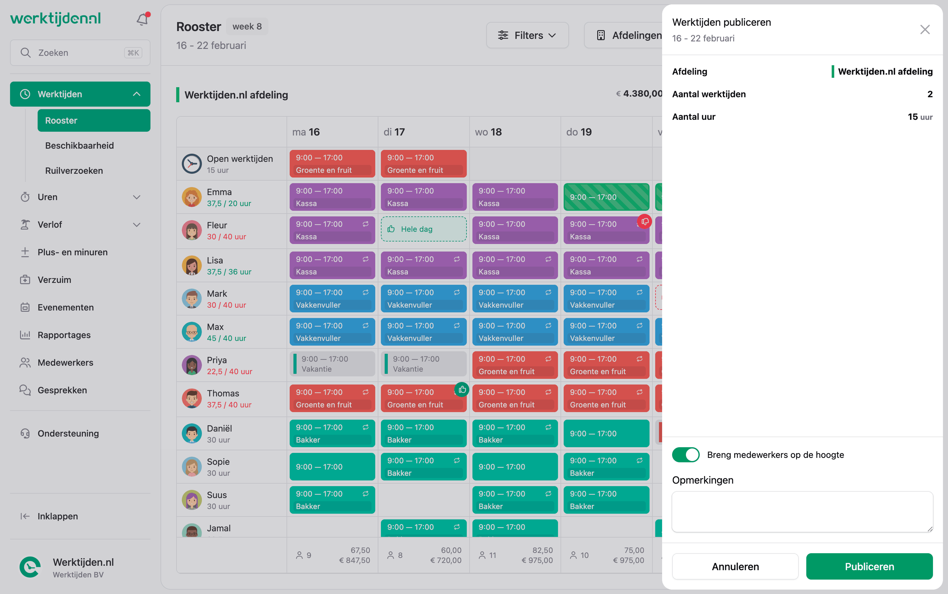 Webapp - Rooster publiceren