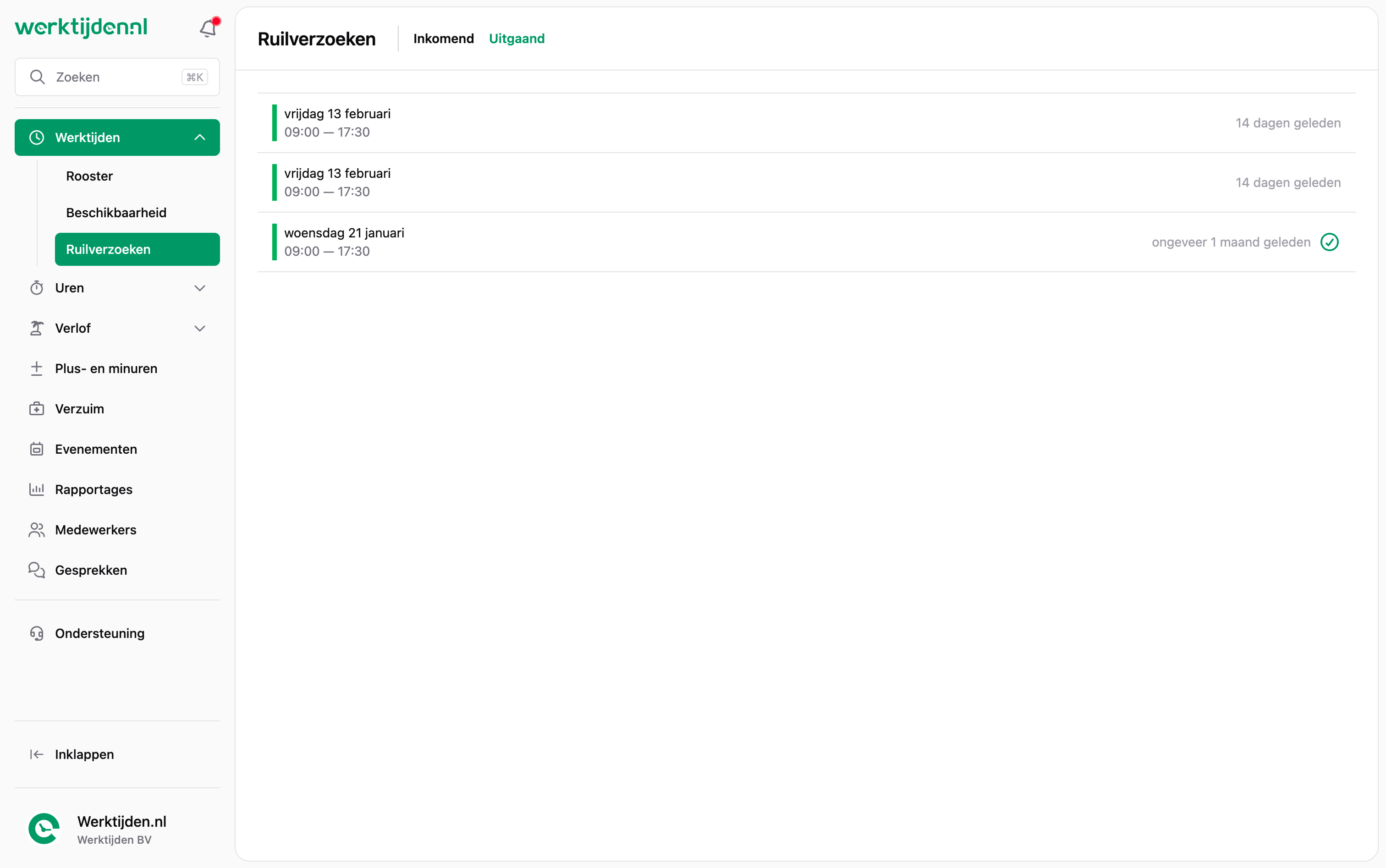 Webapp - Ruilverzoeken uitgaand