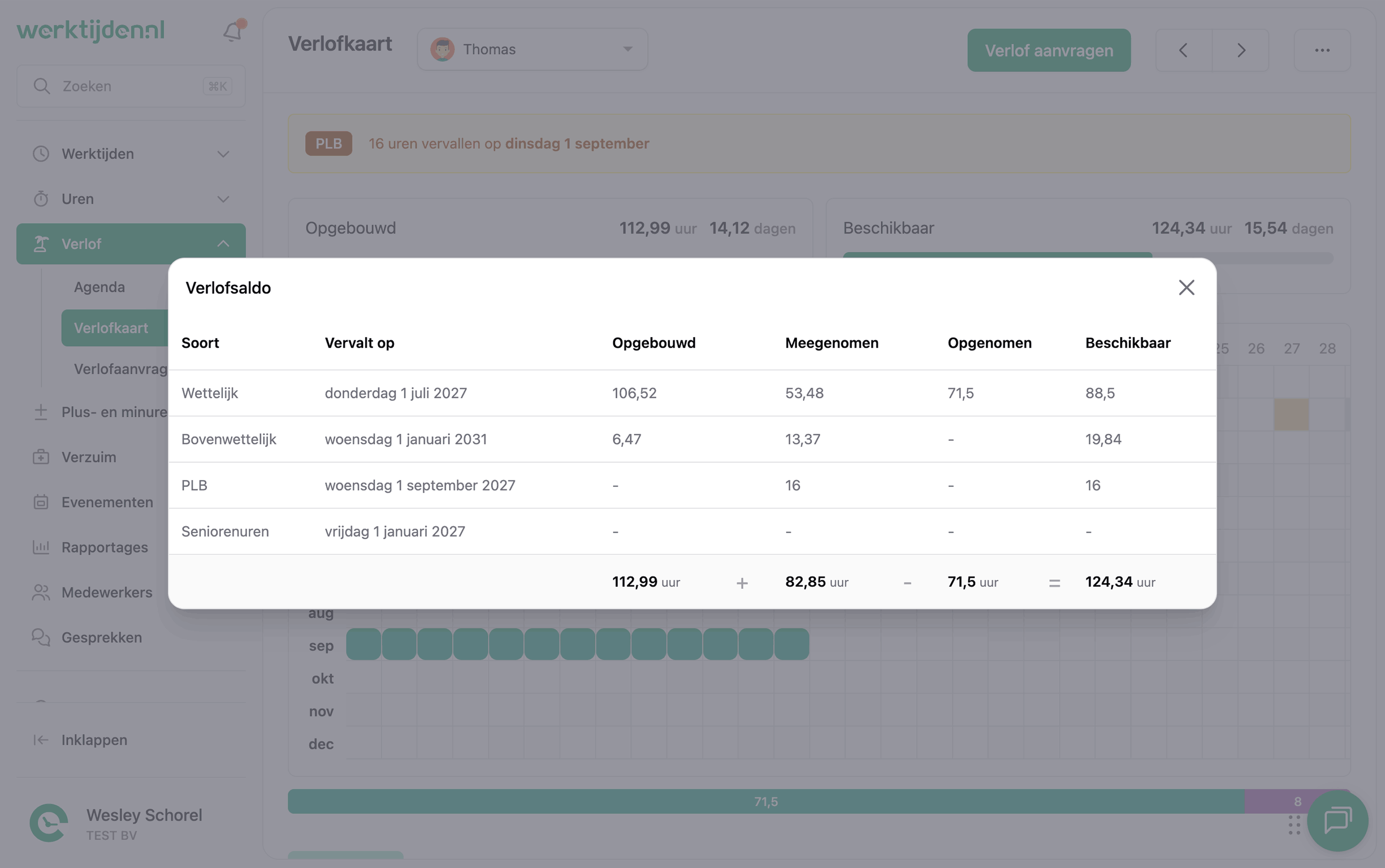 Webapp - Verlof verlofsaldo