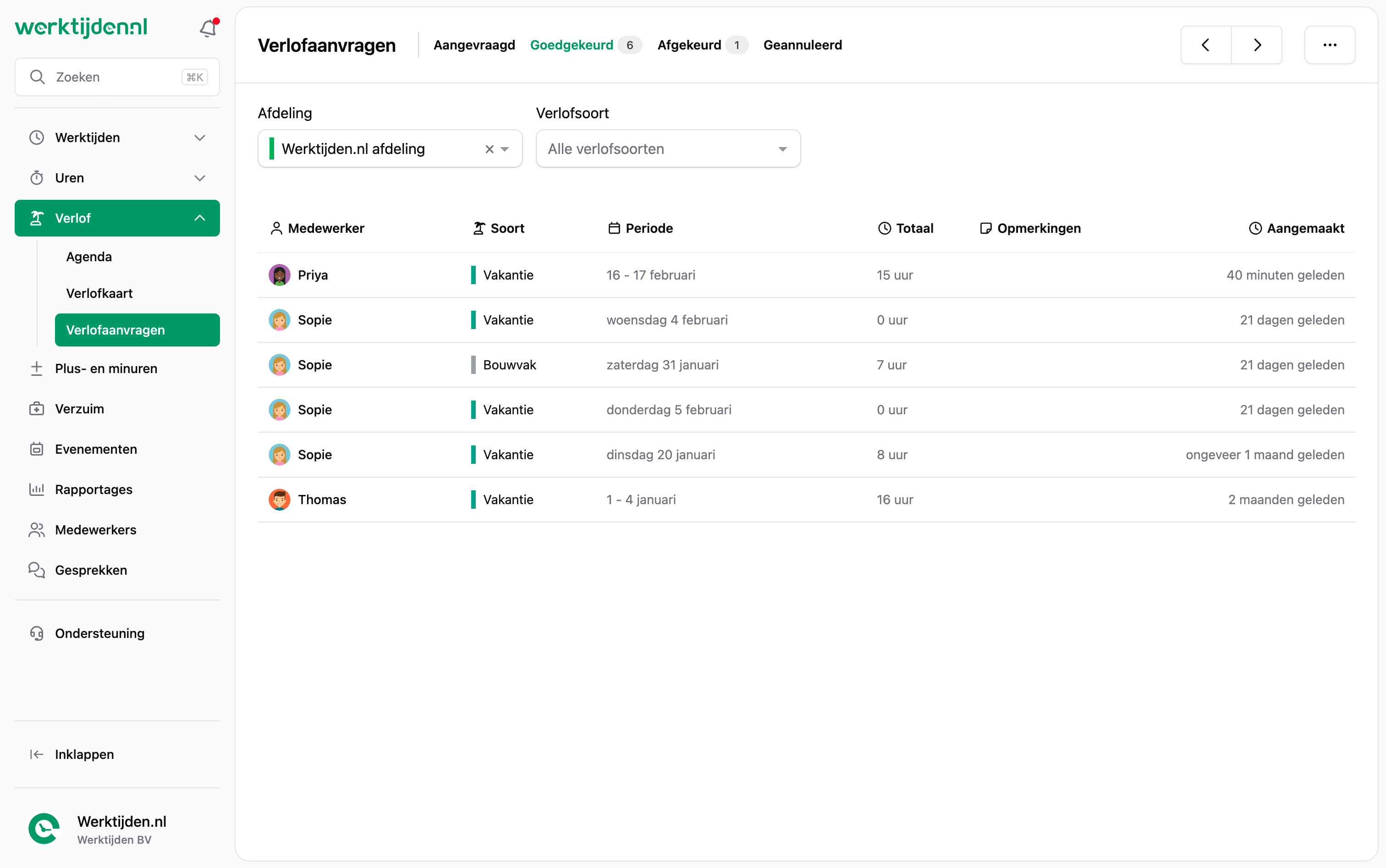 Webapp - Verlofaanvragen goedgekeurd