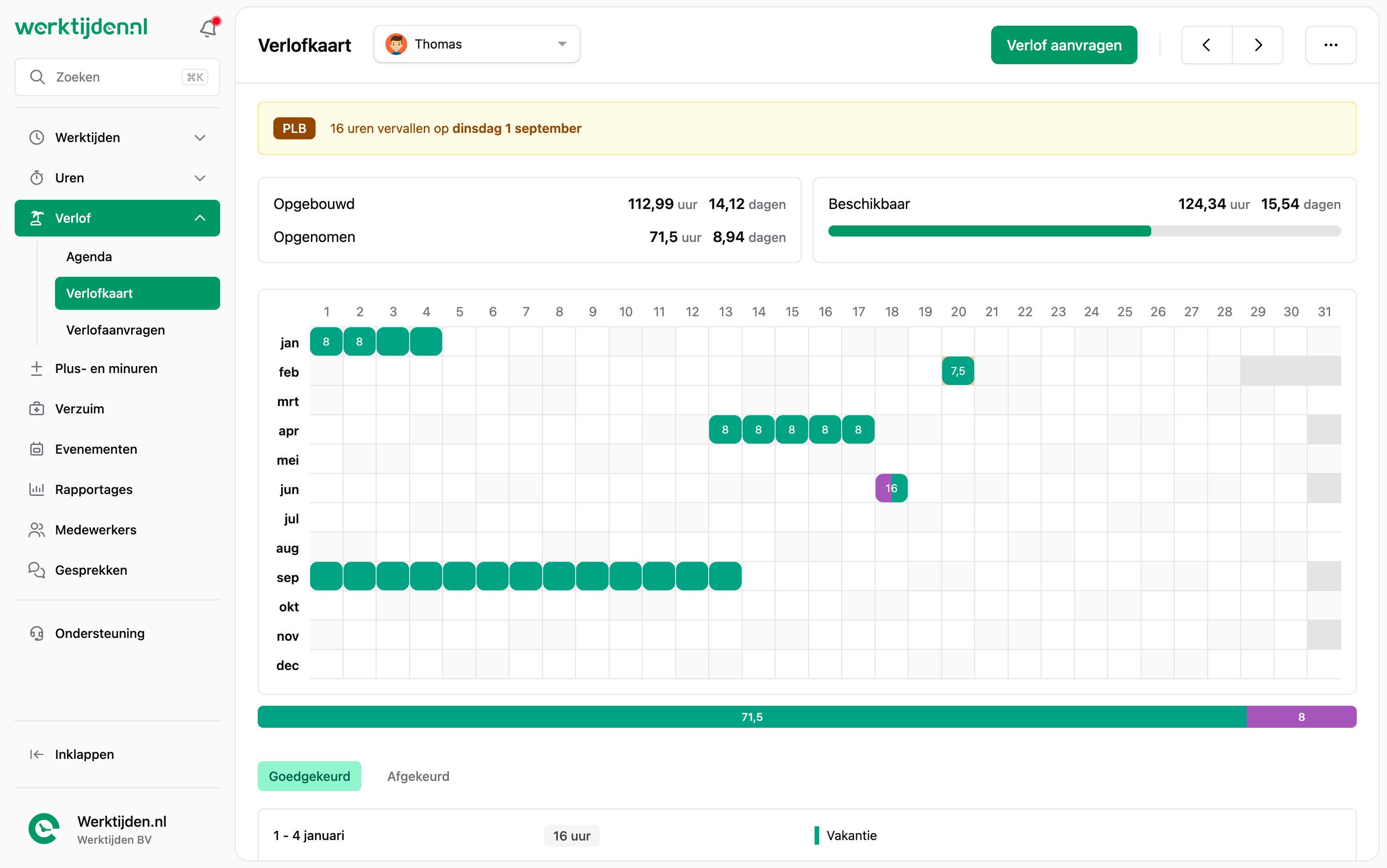 Webapp - Verlofkaart Thomas